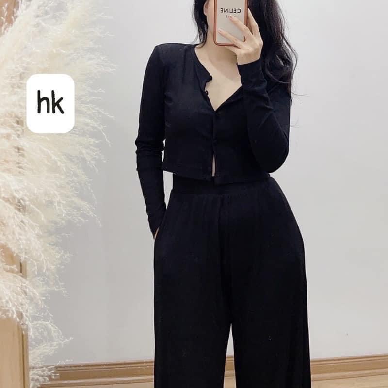 Set 3 món tăm quần suông 2 màu_ Chất tăm đẹp co giãn nhẹ mềm mát