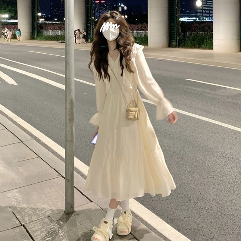 Đầm Dài Tay Phối Bèo Thời Trang Pháp Cao Cấp Cho Nữ