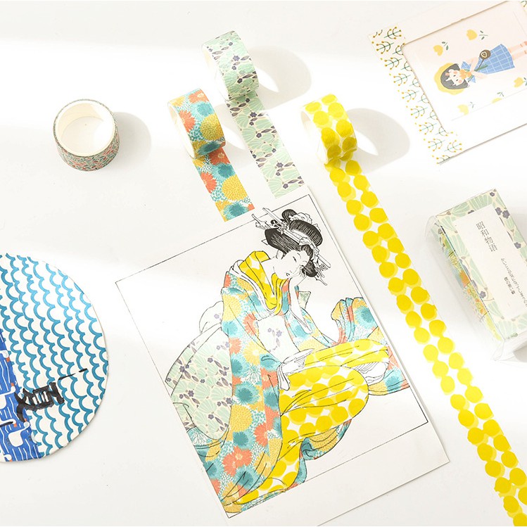 Bộ 4 cuộn washi tape Gió mùa hè băng keo trang trí sổ tay | BSW097