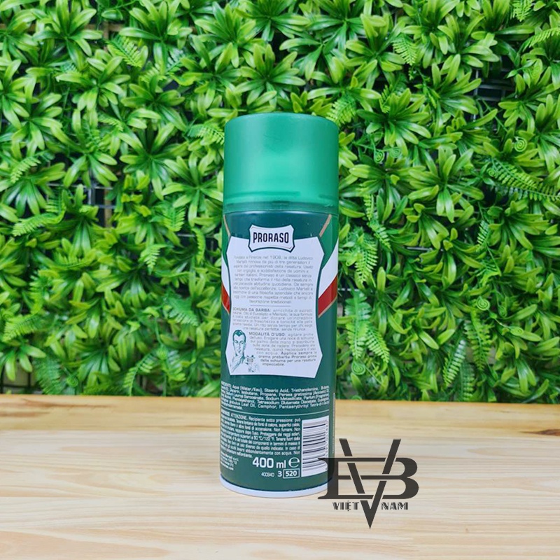 [CHÍNH HÃNG] Bọt Cạo Râu Proraso Shaving Foam Refresh Eucalyptus (Green) - 400ML [BẢN LỚN]