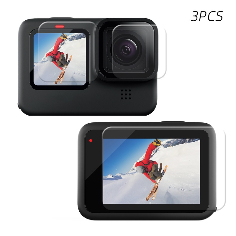 Set 3 kính cường lực 9H siêu mỏng chống vân tay cho Go Pro HERO 10 Black