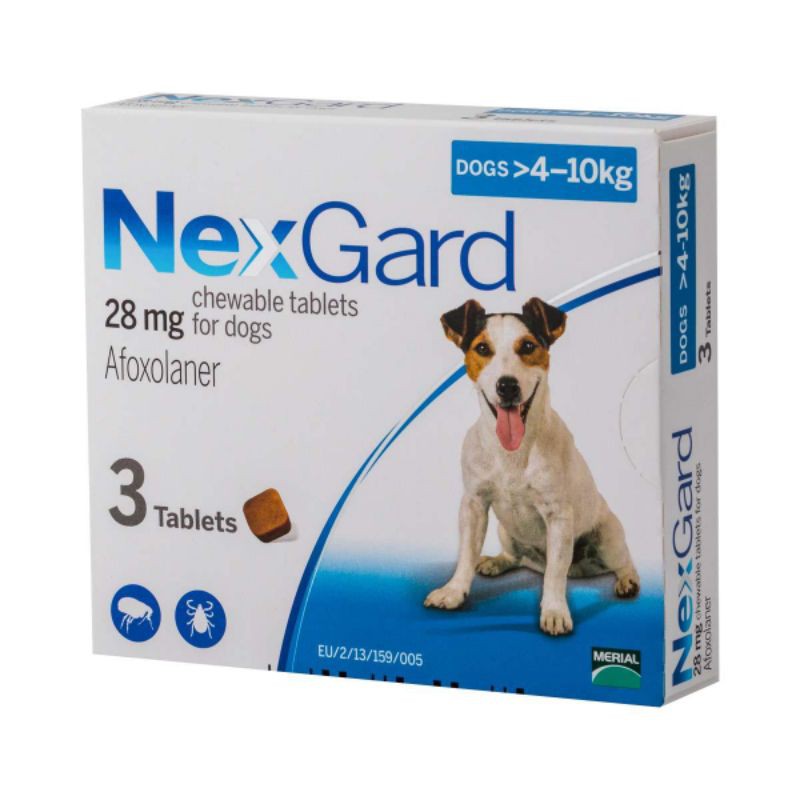 NexGard(4-10kg)- vị thịt bò 🐮🐮🐮 loại bỏ ve rận bọ chét ghẻ DEMODEX giun sán trên chó mèo