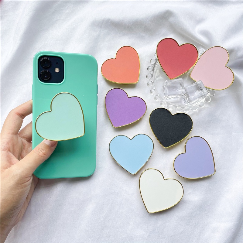 Giá đỡ điện thoại mạ hình trái tim cho iPhone 11 12 Pro Max XR