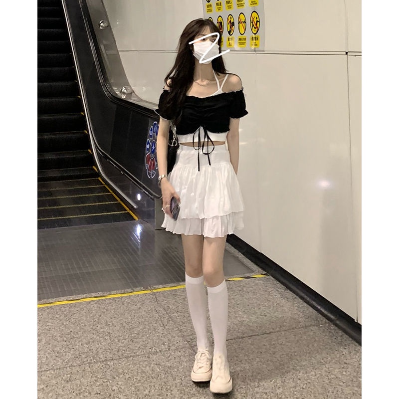 COZOK Set áo khoác ghi lê + áo thun ngắn tay + chân váy thời trang nữ