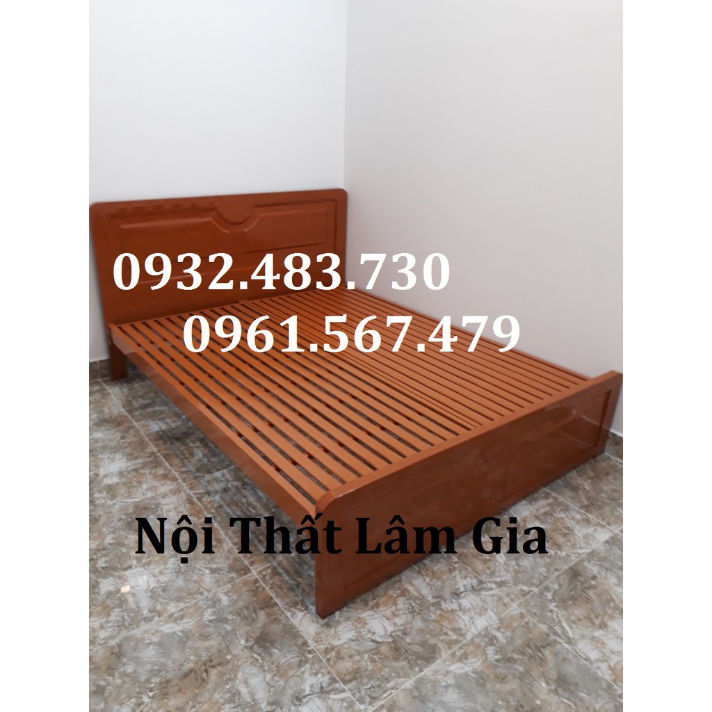 Giường sắt giả gỗ loại tốt 1m6x2m _ giao hàng lắp ráp tận nơi miễn phí (HCM)