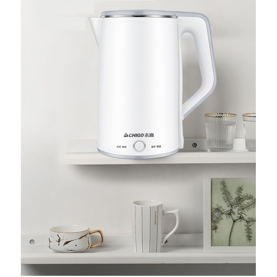 Ấm siêu tốc cách nhiệt 2 lớp inox 304 MELING 2 lít loại cao cấp, đun nhanh, kháng khuẩn tốt t03
