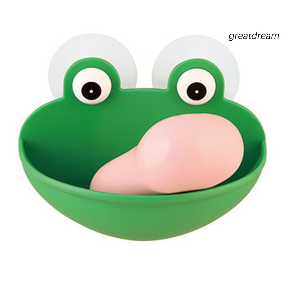 Gsn_giá Đỡ Miếng Bọt Biển Rửa Chén / Xà Phòng Hình Chú Ếch Có Giác Hút Gắn Tường