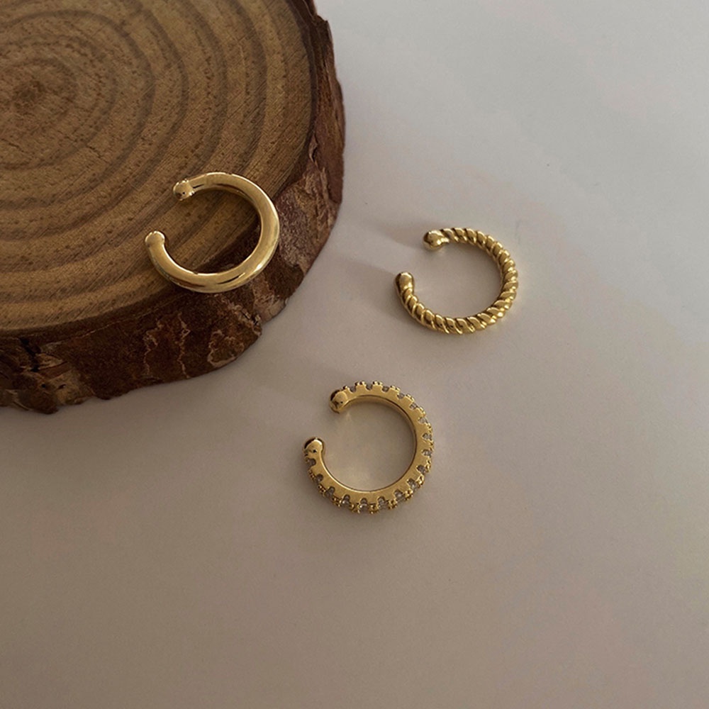 ANEMONE Khuyên kẹp vành tai bằng hợp kim đính đá zircon phong cách đường phố cá tính cho nữ