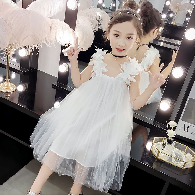 Đầm Công Chúa Mùa Hè Hai Dây Phong Cách Mới Cho Bé Gái 4-12 Tuổi