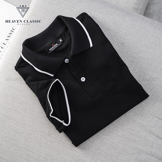 Áo polo nam viền cổ và tay màu đen, áo thun nam ngắn tay có cổ, hàng may kĩ cao cấp,vải cotton mềm mịn