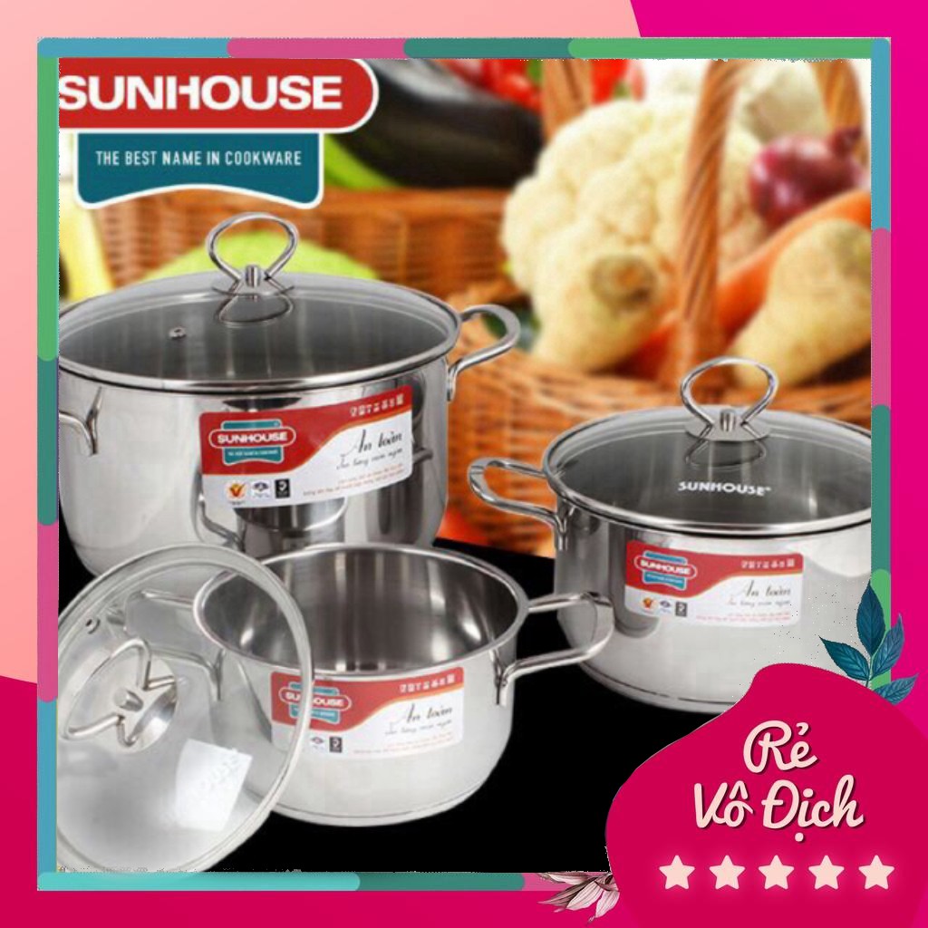 Bộ Nồi 3 Đáy Sunhouse Siêu Dày SH888