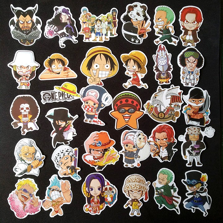 Miếng dán Sticker anime One Piece - Đảo hải tặc trọn bộ 100 hình - In rõ ràng sắc nét khó tróc