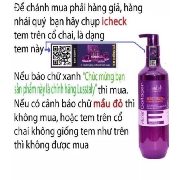 Dầu gội collagen phục hồi tóc hư tổn khô sơ kiềm dầu sạch gàu,hương nước hoa cặp gội xả LUSSTALY VITAMIN E 500ml – 800ml