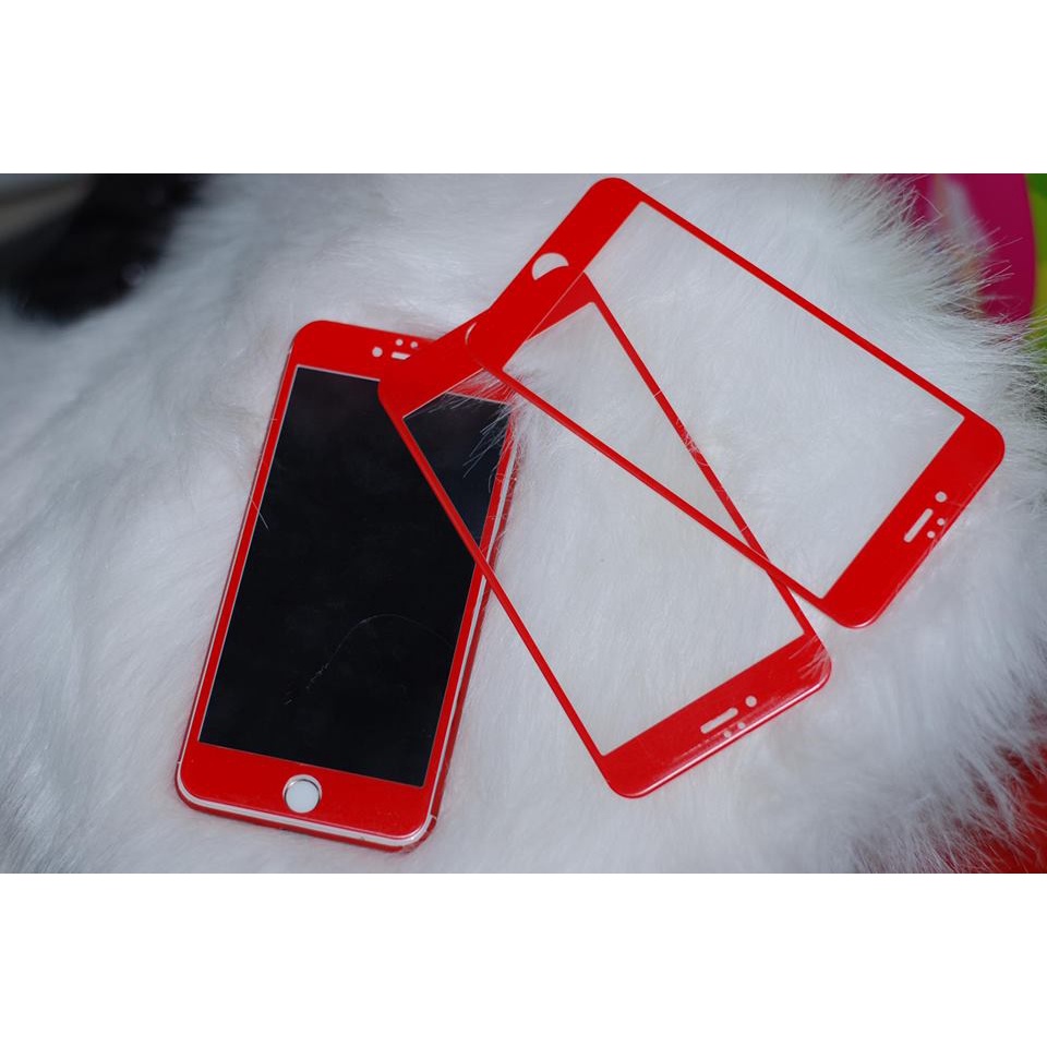 Cường lực Full màn hình iphone 6/6s- iphone 6plus/ 6splus- 7plus- 8plus ( Màu Đỏ 4d)- tặng nút home