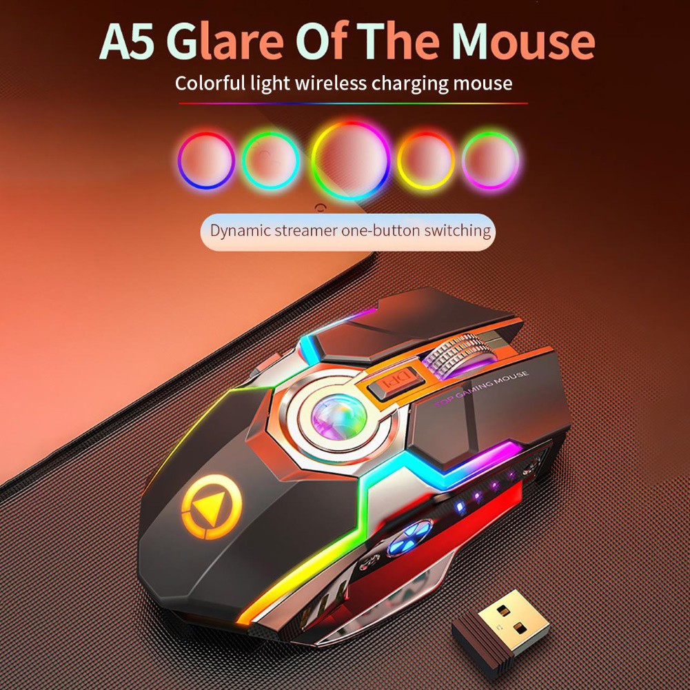 Chuột Gaming Hel + A5 Ergonomic Rgb Không Dây 7 Nút 1600dpi