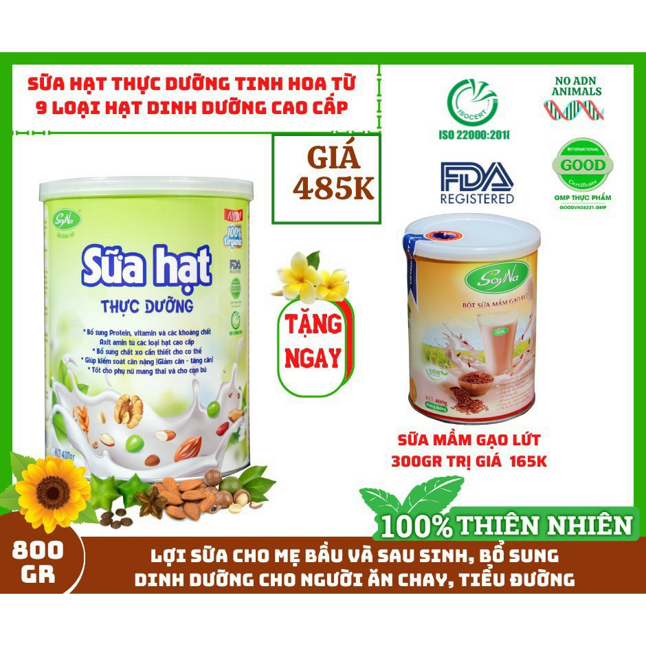 Sữa Hạt Thực Dưỡng 800g SOYNA cho người ăn kiêng, tiểu đường, tăng chất xơ