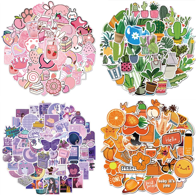 Set 50 Nhãn Dán Hoạt Hình graffiti Chống Nước Dễ Thương Trang Trí Hành Lý / Xe Máy / Xe Đạp Cho Bé Gái