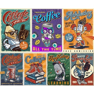 Tấm poster retro 20x20cm dán tường - Phong cách nghệ thuật cổ điển vintage - Trang trí decor - Citydecor