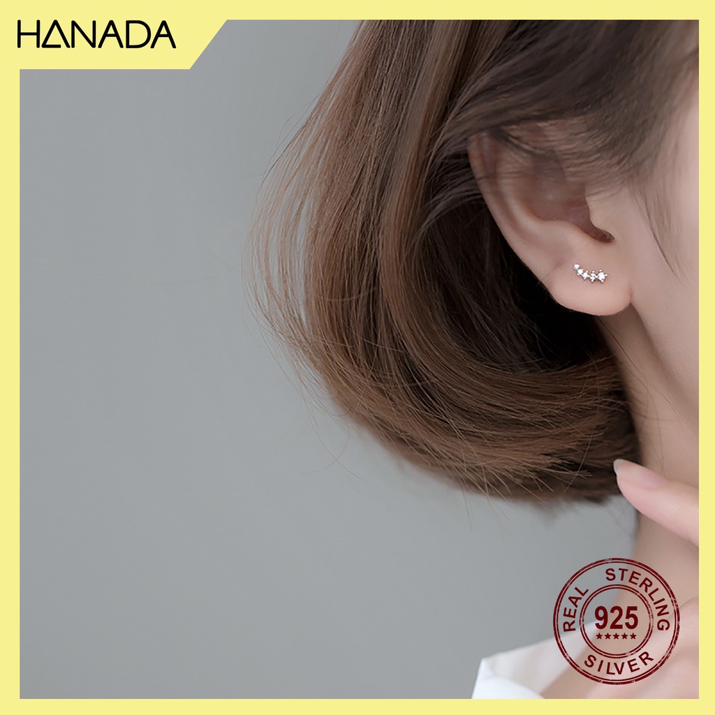 Bông Tai Bạc 925 Hanada 0796 Đá Trắng Kiểu Dài ( 1 Đôi ) D13