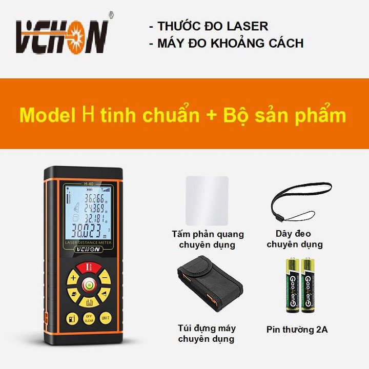 [HÀNG CHÍNH HÃNG] Thước đo khoảng cách bằng tia laser Vchon H40 - thước đo laze giao diện rõ ràng thao tác nhanh gọn