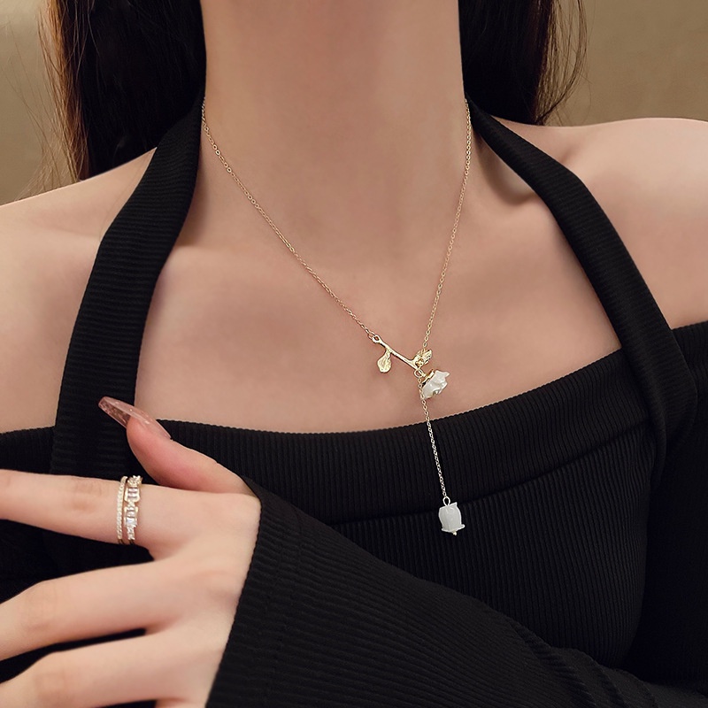 Vòng cổ Hợp Kim Mặt Hình Hoa Hồng Thời Trang Cho Nữ