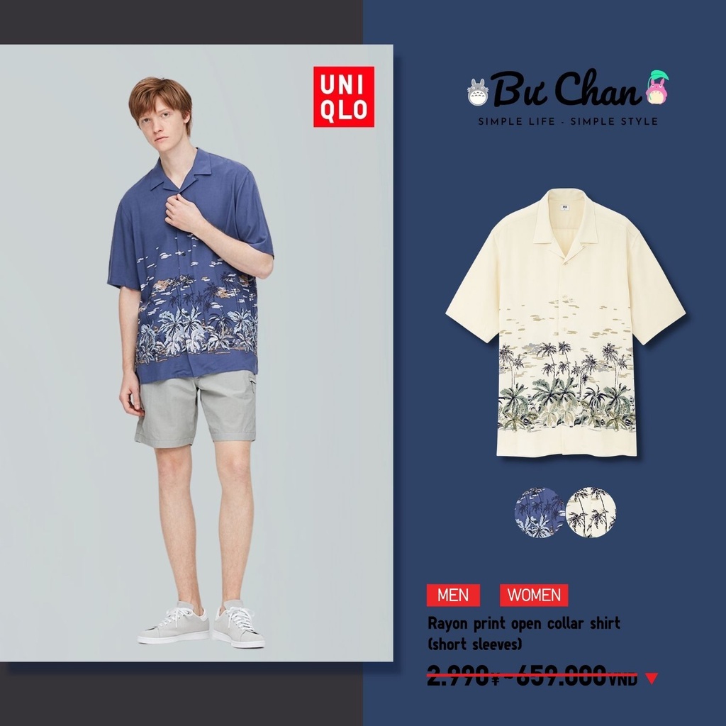 Áo Hawaii UNIQLO in Rayon 2 ❤️ (UNIQLO Nhật Chính Hãng)