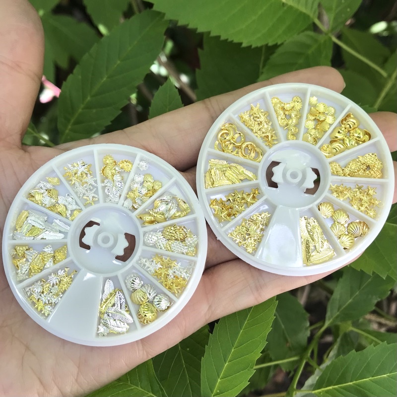 Phụ kiện nail sao biển vỏ sò kim loại hạt Charm vàng trang trí móng