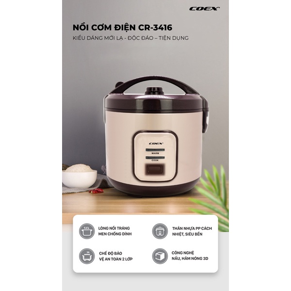 Nồi cơm điện cơ 2.8 Lít COEX CR-3416
