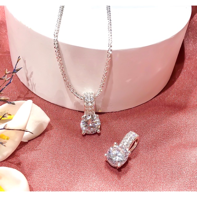 MẶT DÂY CHUYỀN BẠC S925 MẶT ĐÁ VUÔNG ĐÍNH ĐÁ THANH LỊCH ĐƠN GIẢN HÀNG CÓ SẴN