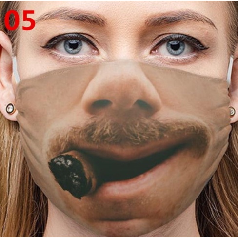 💥 Khẩu Trang 3D 50 Kiểu Hóa Trang Halloween hình mặt người giả đi chơi đi siêu thị đi dạo vui nhộn troll hài hước 001544