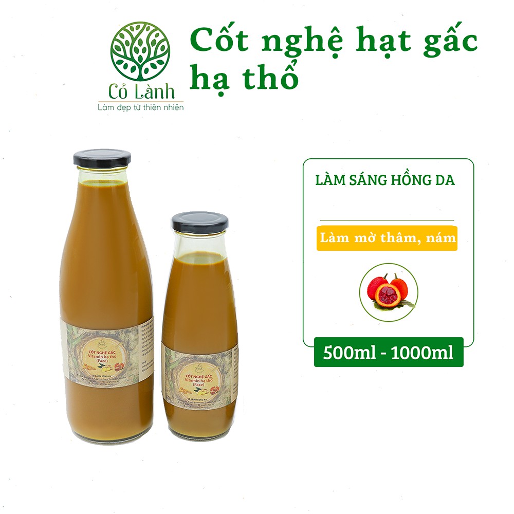 Nước cốt nghệ hạt gấc hạ thổ Cỏ Lành 1000ml - Dưỡng trắng da mặt , làm mờ thâm nám tàn nhang