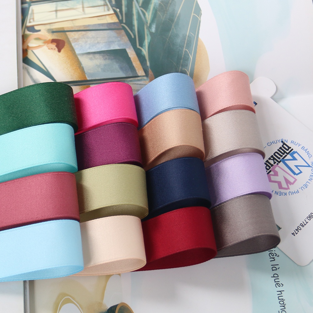 Ruy băng lụa Polyester kiểu dáng Hàn Quốc size 25mm(2.5cm) và 38mm(3.8cm) cuộn từ 3-5m
