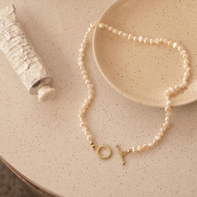 Vòng cổ hạt ngọc trai nhân tạo khóa OT size 6ly