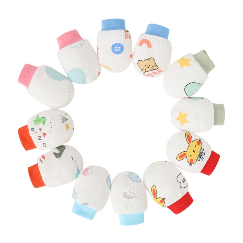 Bộ 2 Đôi Găng Tay + Vớ Cotton Mềm Mại Bảo Vệ Mặt Chống Trầy Xước Cho Bé Sơ Sinh