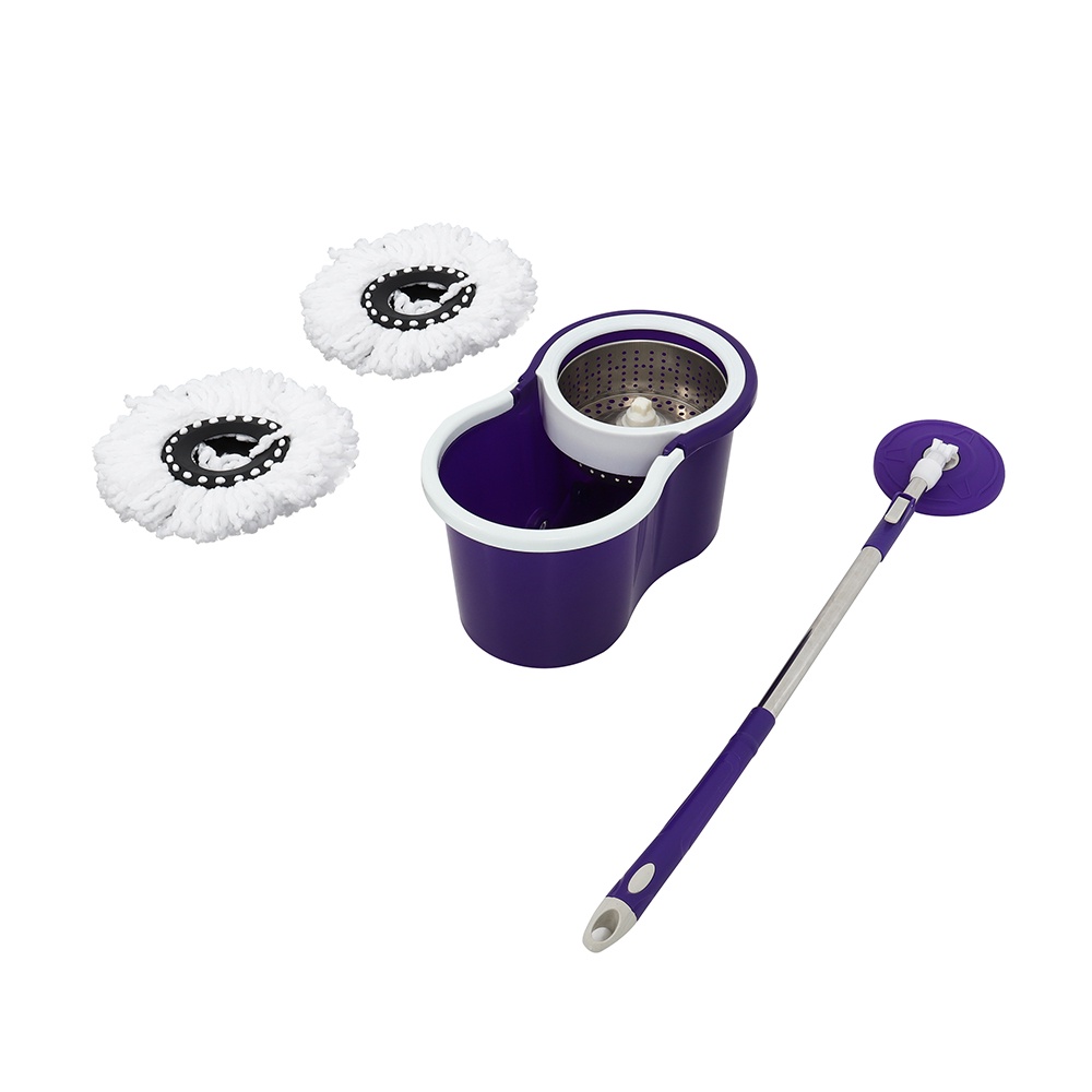HomeBase Me Living Bộ cây lau nhà quay bằng thép không gỉ TAIKU W45xH25xD23cm màu đỏ tía