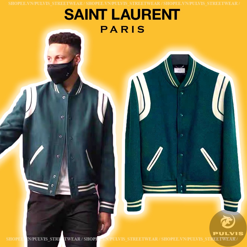 - Áo Khoác Bomber Teddy Jacket YSL Green Cao Cấp, Áo bomber teddy jacket SLP
