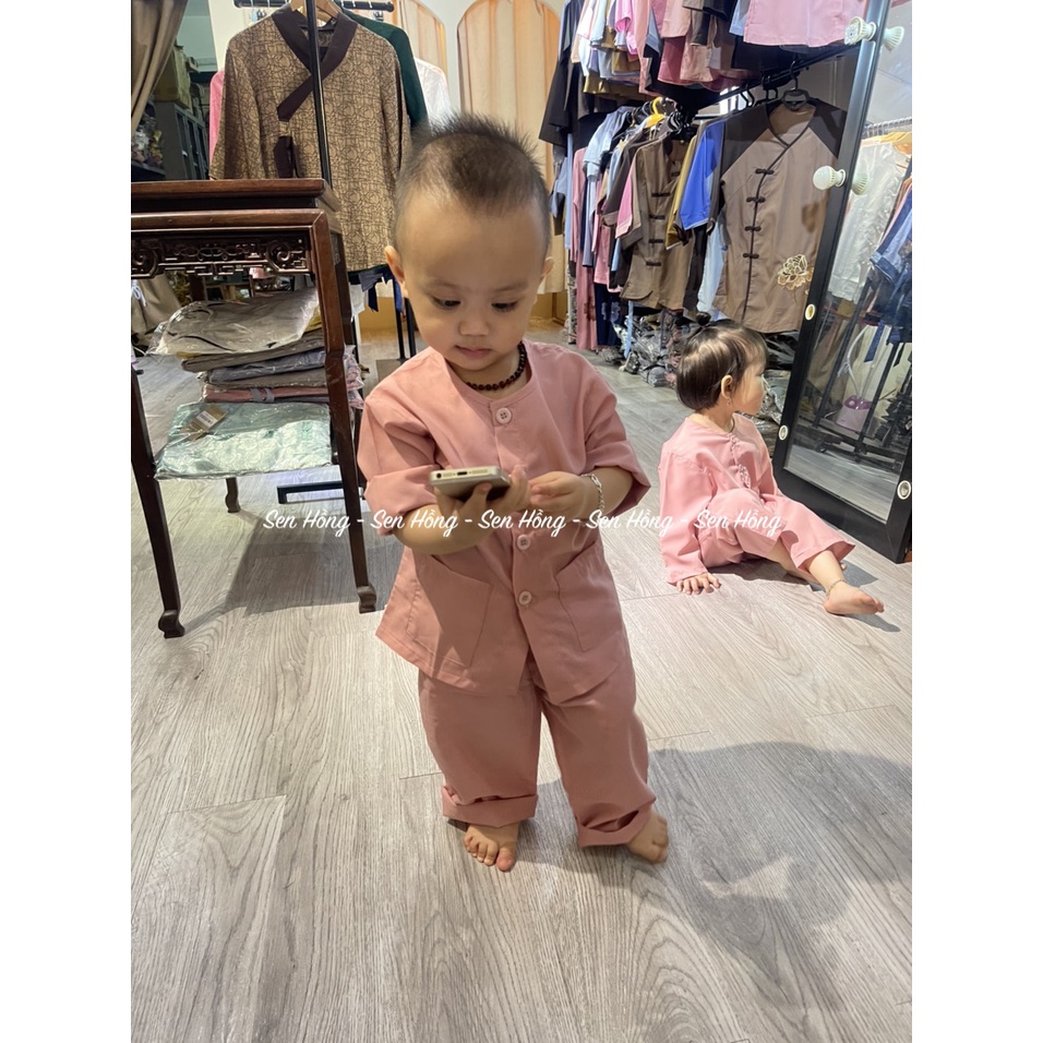 Đồ bà ba cho bé trai bé gái - quần áo lam đi lễ chùa đi chơi - set baba trẻ em vải kate Nhật BBB