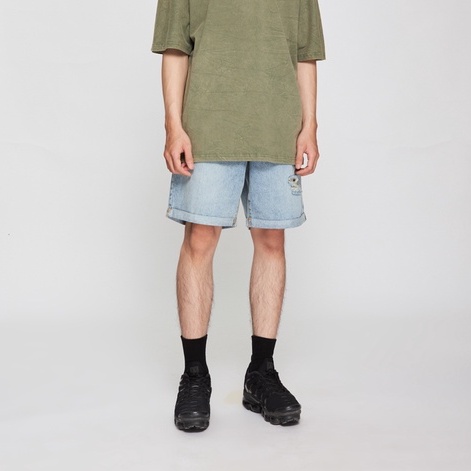 Quần Short BOO Nam Dáng Cơ Bản Vải Jeans Cao Cấp Phối Rách Cá Tính