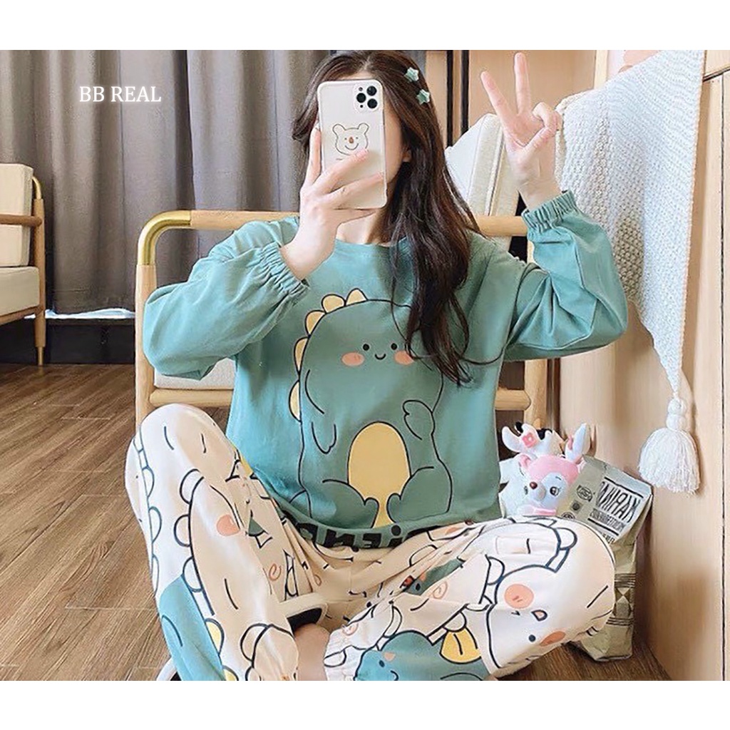 Đồ Bộ Mặc ở Nhà Bộ Đồ Ngủ Nữ Quần Dài Pijama Thun Lạnh Đẹp [CODE 25-28] Freesize Từ 45-60Kg - BB REAL | BigBuy360 - bigbuy360.vn