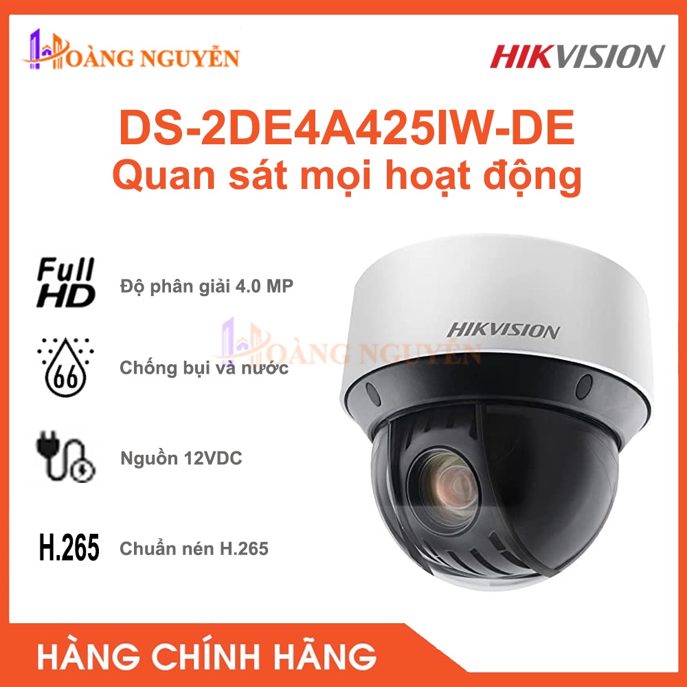 [NHÀ PHÂN PHỐI] Camera IP PTZ HIKVISION DS-2DE4A425IW-DE 4MP - Tính Năng Smart Tracking, Chuẩn Nén H.265+