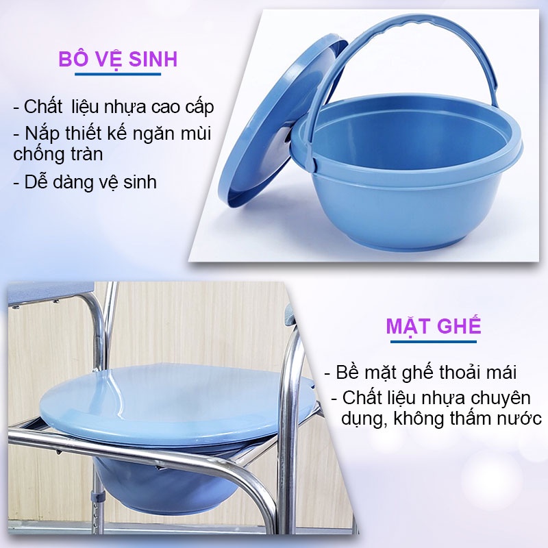 Ghế bô cho người già, bô vệ sinh cho bé, 2022 - Chính  hãng NIKITA - Mẫu tải trọng 120kg - Có thể Tăng giảm chiều cao