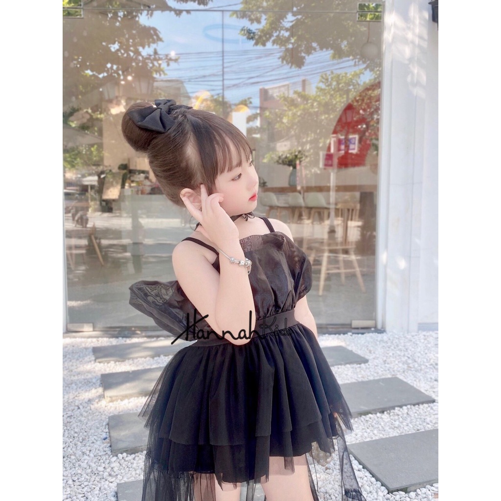 Đầm Công Chúa Đuôi Cá Cho Bé 8-39Kg, Váy Công Chúa Dự Tiệc 2 Dây Màu Đen/Trắng/Đỏ/Xanh Đuôi Cá Cho Bé HANNAH KIDS