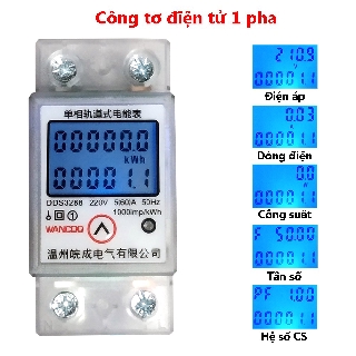 Công tơ điện tử 1 pha DDS3288 220V 5(60)A đo đếm công suất điện năng tiêu thụ - có thể Reset