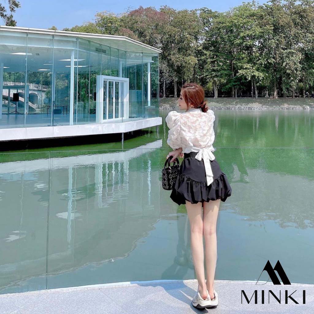 SET SƠ MI REN NƠ LƯNG + CHÂN VÁY ĐEN - CHẤT LIỆU REN VÂN NỔI CAO CẤP - [HÀNG THIẾT KẾ] | BigBuy360 - bigbuy360.vn