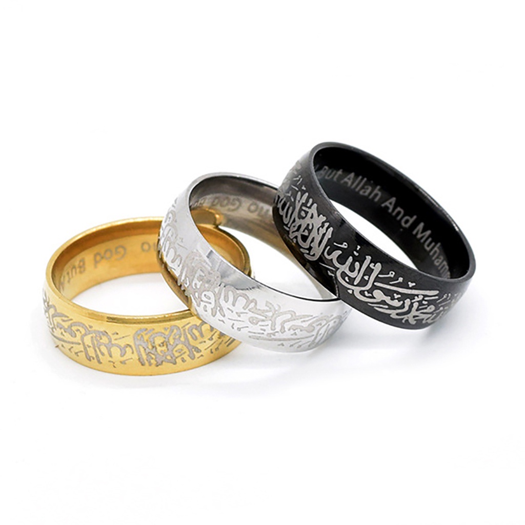 Nhẫn đeo tay thép titan tròn viền chữ độc đáo cá tính dành cho cặp đôi