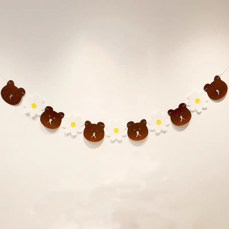 Dây Cờ Mặt Cười Gấu Hoa Cúc Trang Trí Sinh Nhật Trang Trí Nhà Cửa - Yori Party