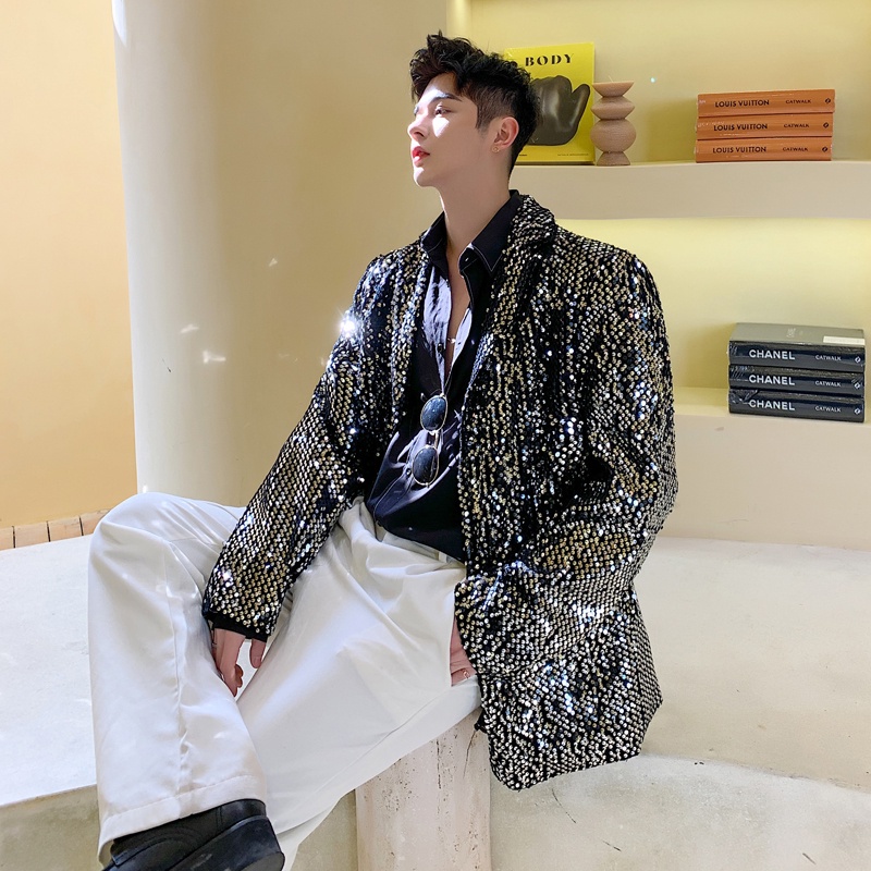 Áo Khoác Vest Đính Kim Sa Lấp Lánh Thời Trang Xuân Thu Cho Nam Và Nữ