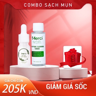 Combo Serum Toner Mụn Thâm Dành Cho Da Dầu Nhạy Cảm MERCI 10ml - 35ml Cách Ngăn Mụn Ẩn, Đầu Đen
