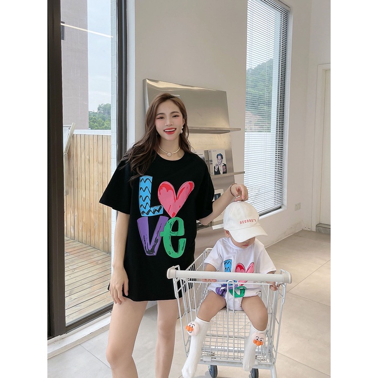 Áo gia đình Familylove - áo váy đầm gia đình LOVE sắc màu chất liệu cotton 100% mềm mịn siêu mát