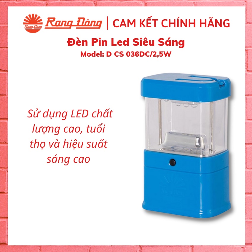 Đèn Pin Led Siêu Sáng Rạng Đông Model: D CS 036DC/2,5W- Đèn Bin Dự Phòng Lúc Mất Điện – Chiếu sáng liên tục trong